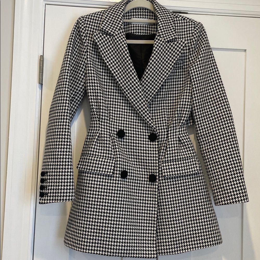 Self-Portrait Houndstooth Double-Breasted Blazer Dress